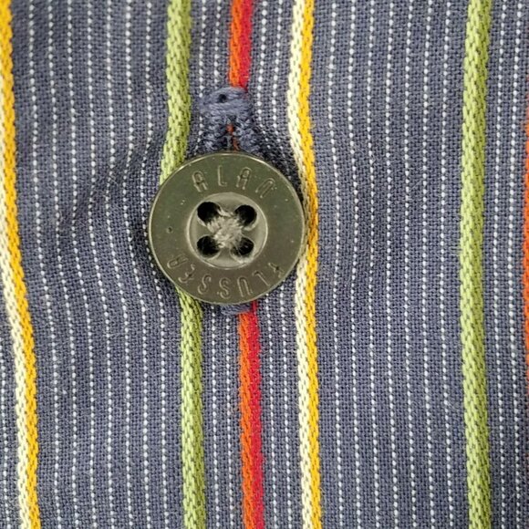Alan Flusser Multi Color Striped L/S 100% Cotton Button Up Casual Shirt Mens M - Picture 4 of 6